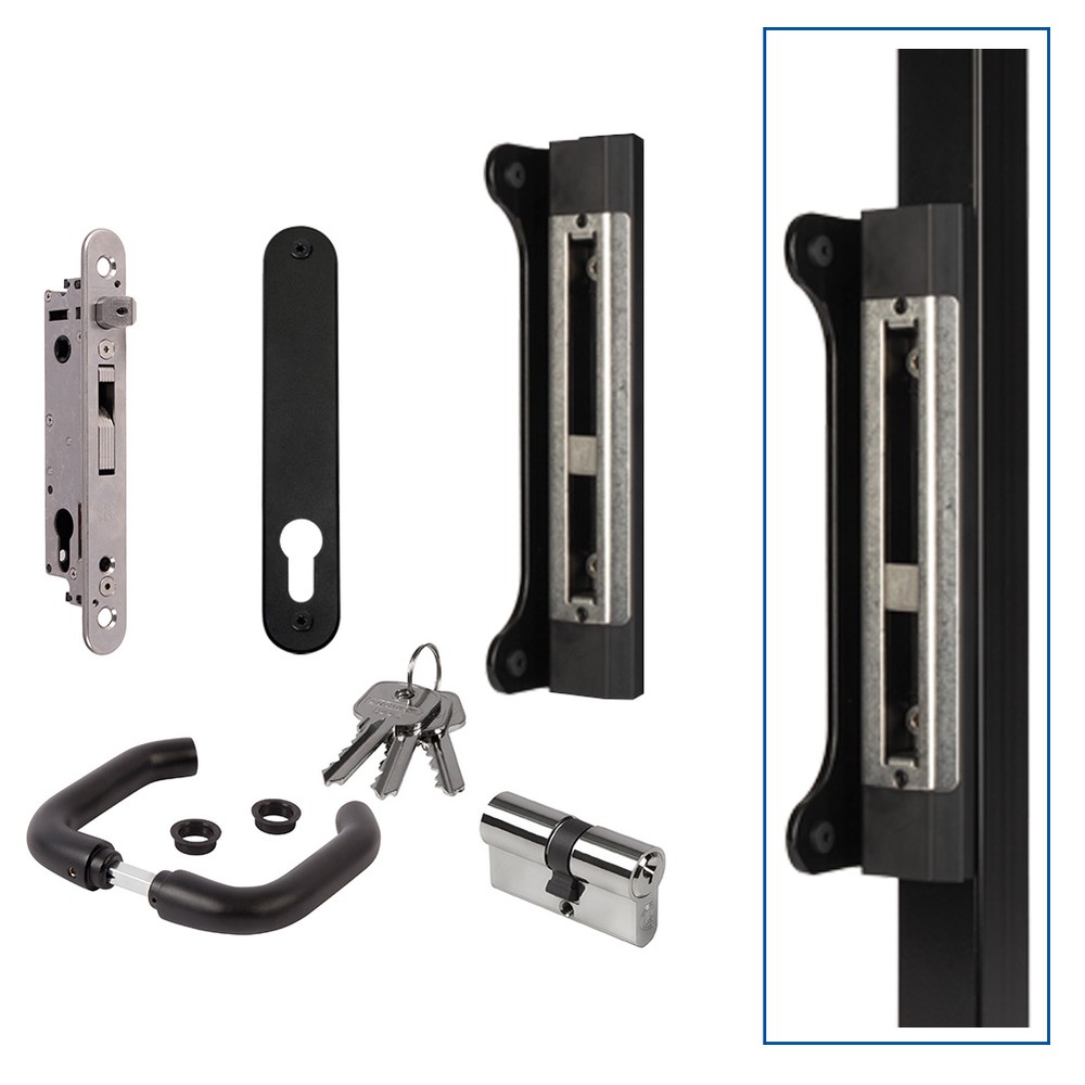 Locinox Forty Lock Promo 9005 1W - Lock, Keep,Cover Shield,Handles,60mm Cylinder