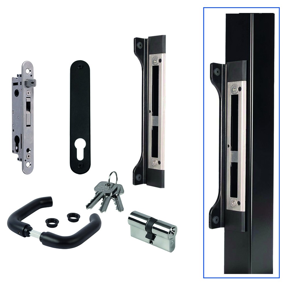 Locinox Forty Lock Kit - To Suit 40mm Profiles With Insert Keep - Black