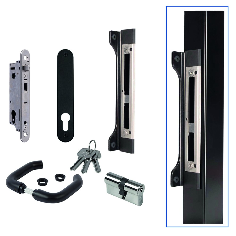 Locinox Fifty Lock Kit - To Suit 50mm Profiles With Surface Mount Keep - Black