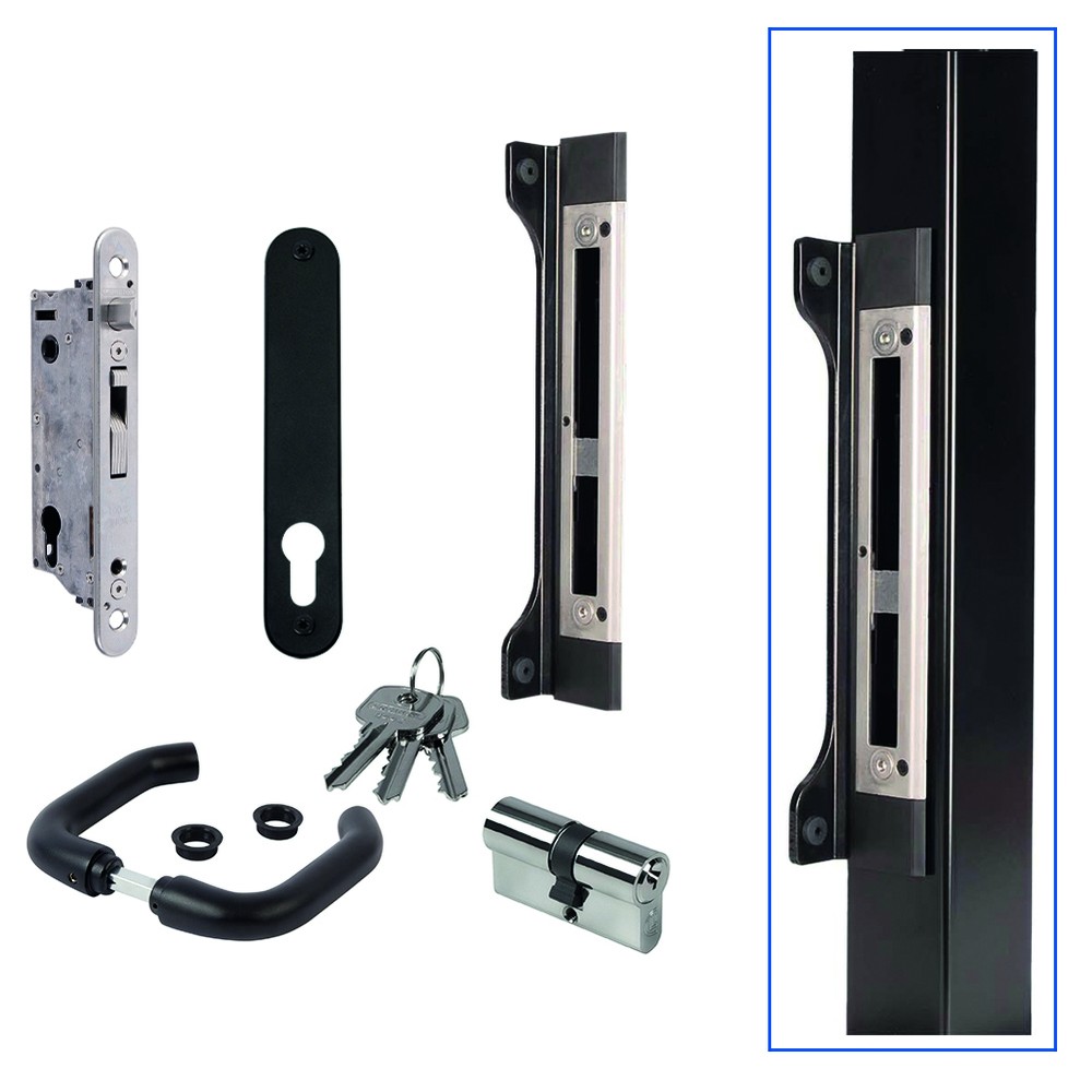 Locinox Sixty Lock Kit - To Suit 60mm Profiles With Insert Keep - Black