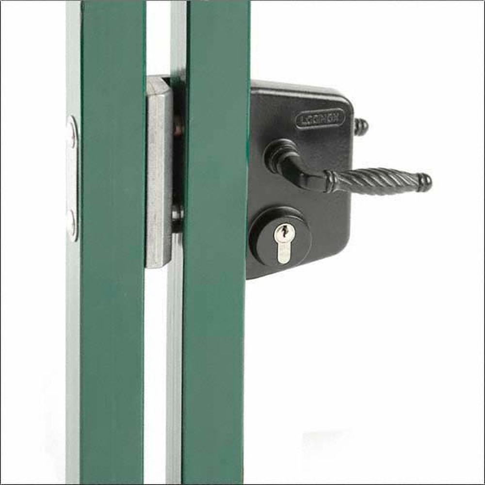Locinox Gate Lock Black Painted Complete with Cylinder and Handle - F H Brundle