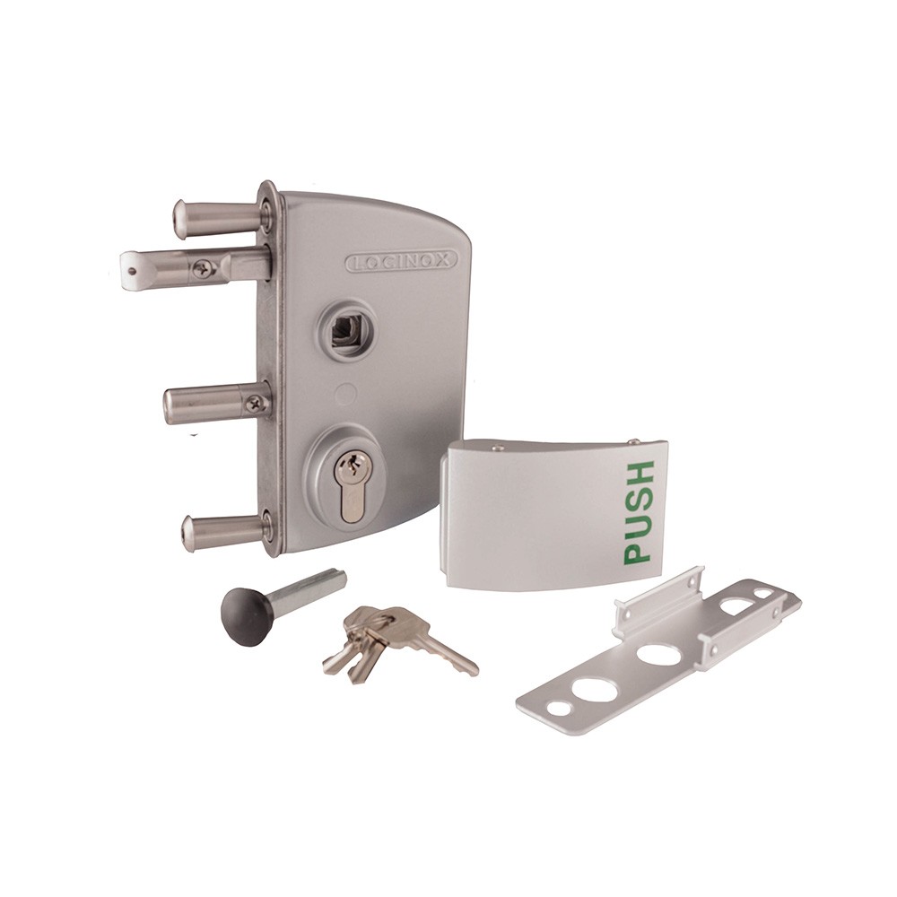 Locinox Gate Lock with Push Pad To suit Sections 30 - 50mm (Silver)