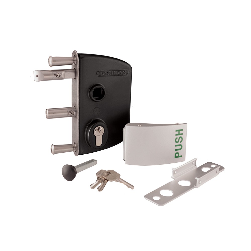Locinox Gate Lock with Push Pad To suit Sections 50 - 60mm (Black)