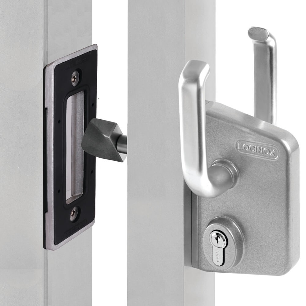 Sliding Locinox Lock - Silver Complete With Cylinder and Handle