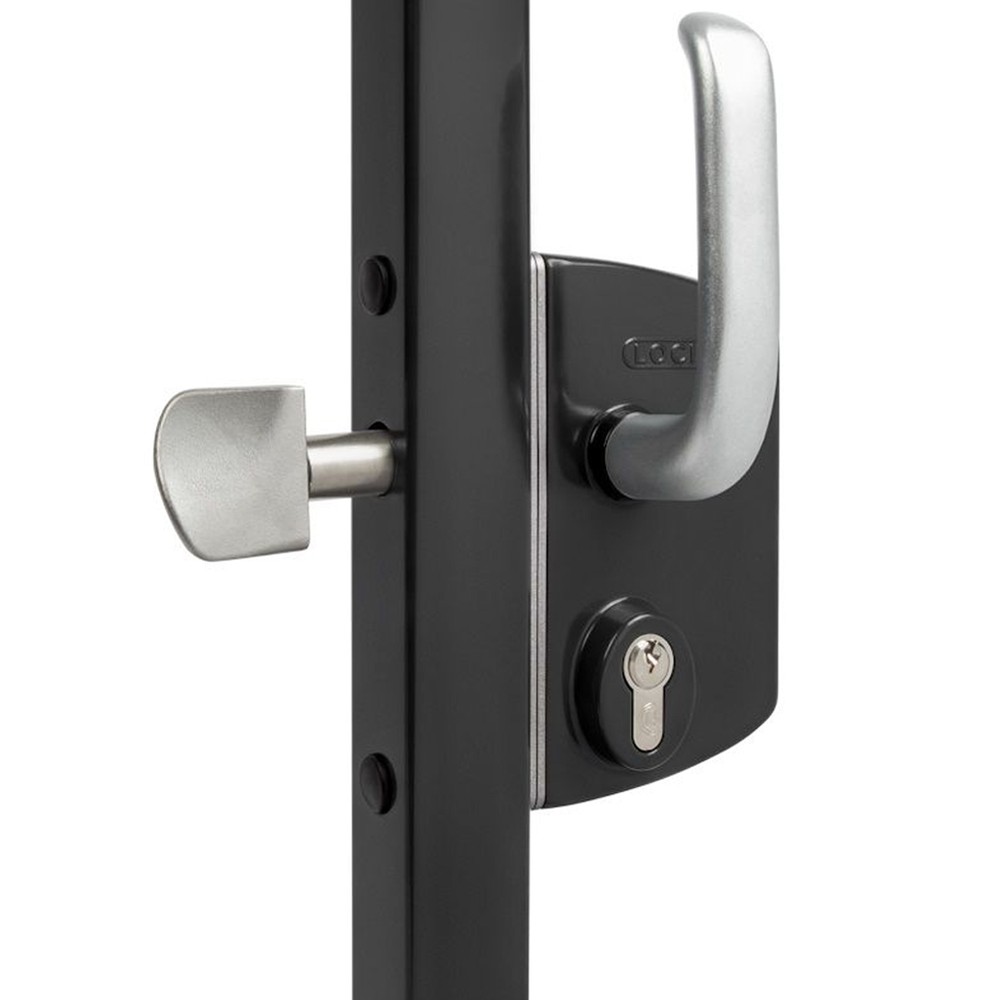Sliding Locinox Lock - Black Complete With Cylinder and Handle