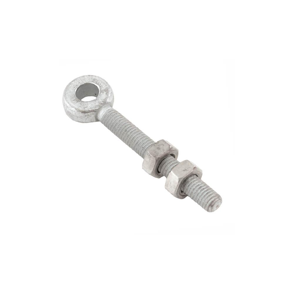 BZP Gate Eye Bolt Adj. M24 x275mm Thread C/W 2 Nuts - For 20mm Pin - F H Brundle