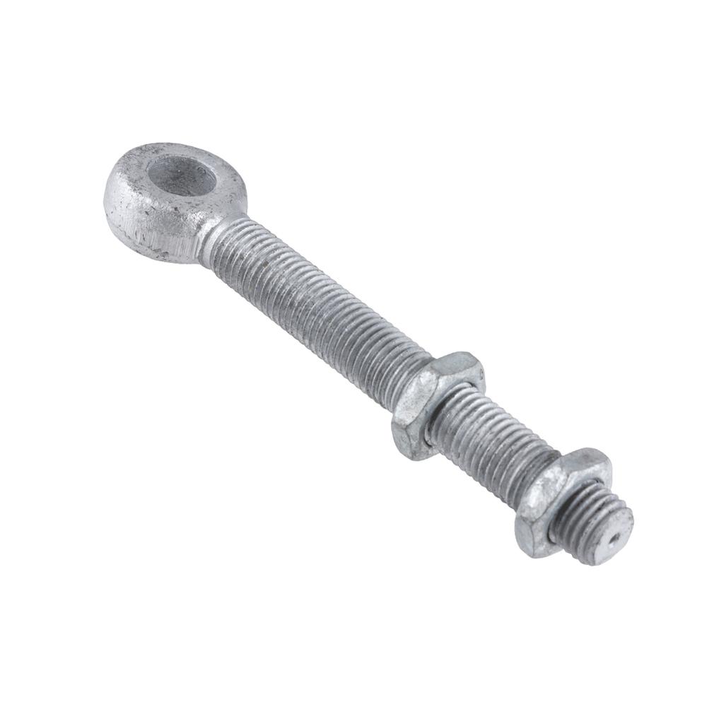 BZP Gate Eye Bolt Adj. M22 x200mm Thread C/W 2 Nuts - For 22mm Pin - F H Brundle