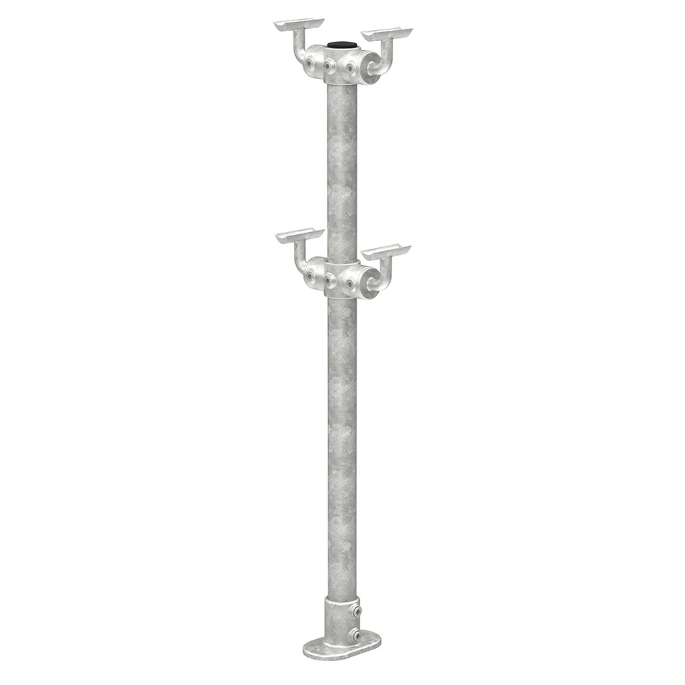 Bolted Down DDA Post, Double Fitting For 48.3mm Tube - Hot Dip Galvanised