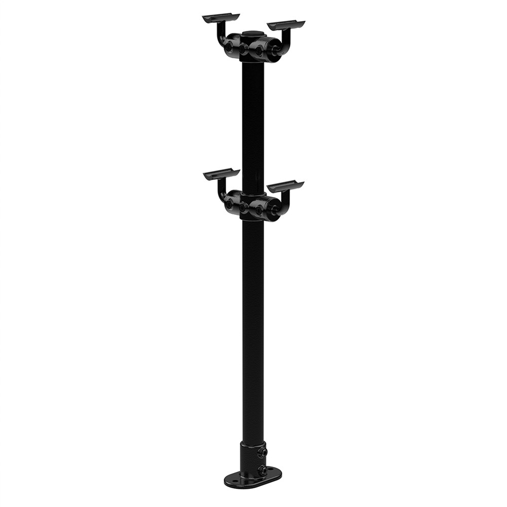 Bolted Down DDA Post, Double Fitting For 48.3mm Tube - Black powder Coated
