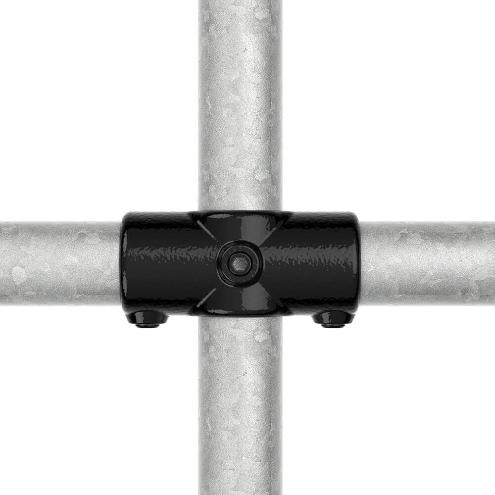 Two Socket Cross For 42.4mm Tube - Black Powder Coated