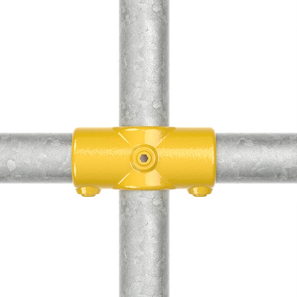Two Socket Cross For 42.4mm Tube - Yellow Powder Coated
