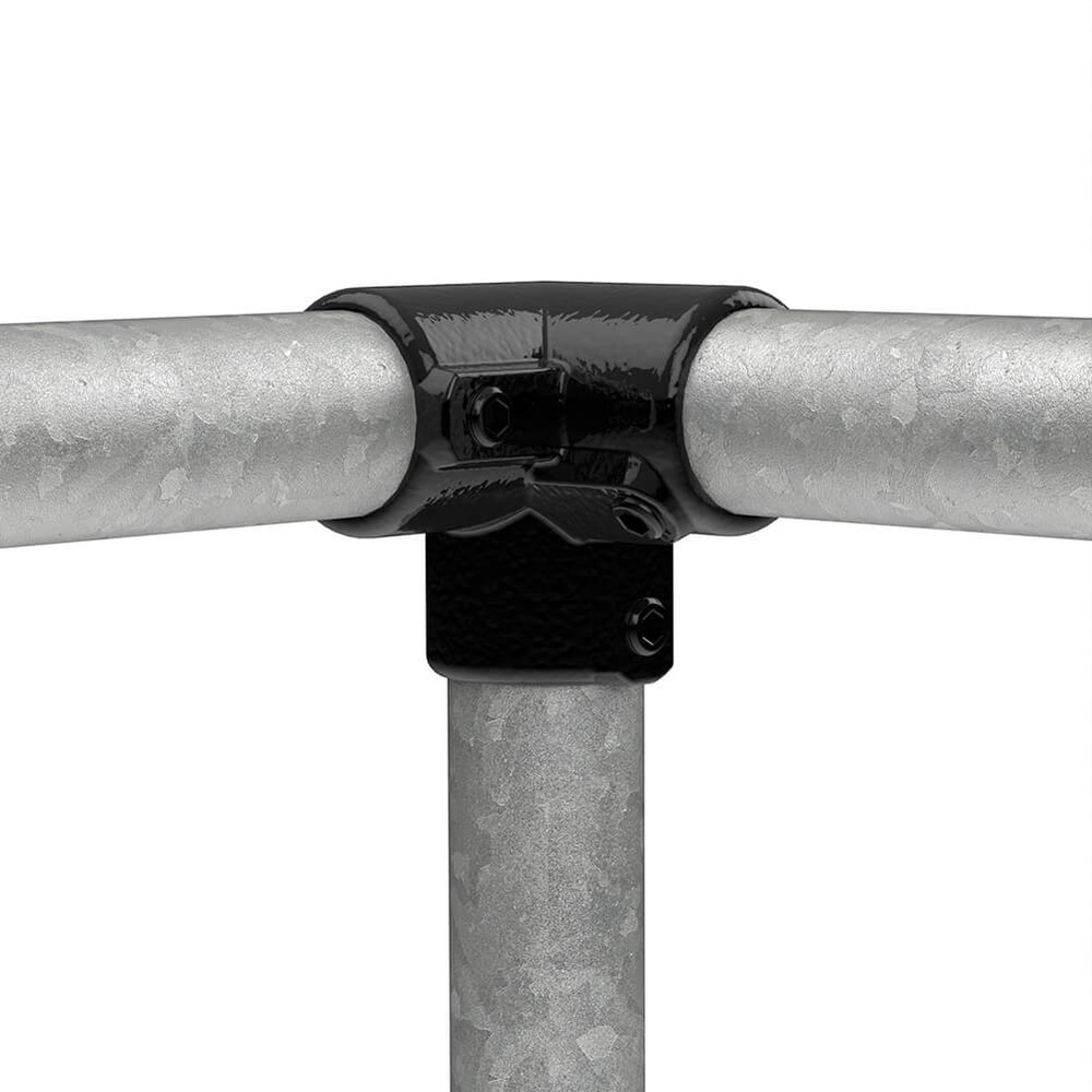 3 Way 90 Degree Elbow For 42.4mm Tube - Black Powder Coated