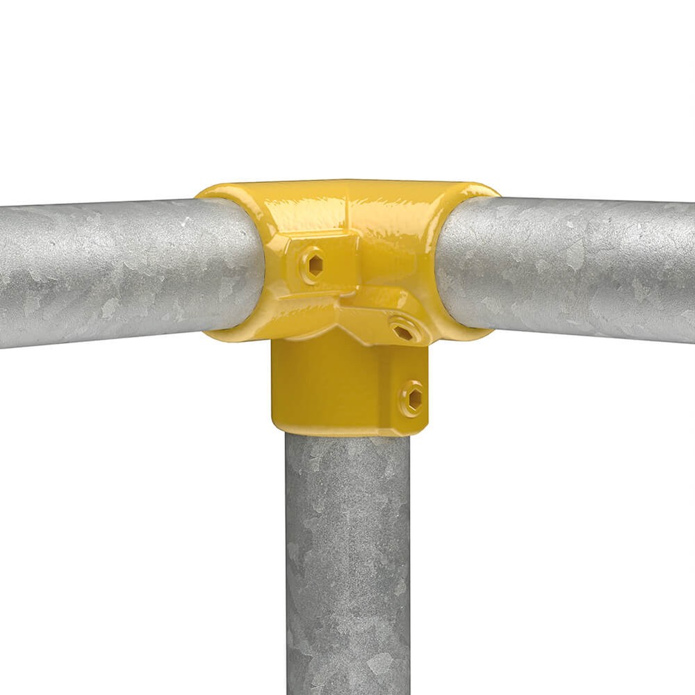 3 Way 90 Degree Elbow For 48.3mm Tube - Yellow Powder Coated