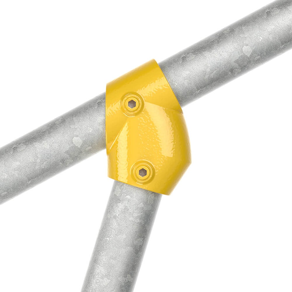 Adjustable Short Tee For 42.4mm Tube - Yellow Powder Coated