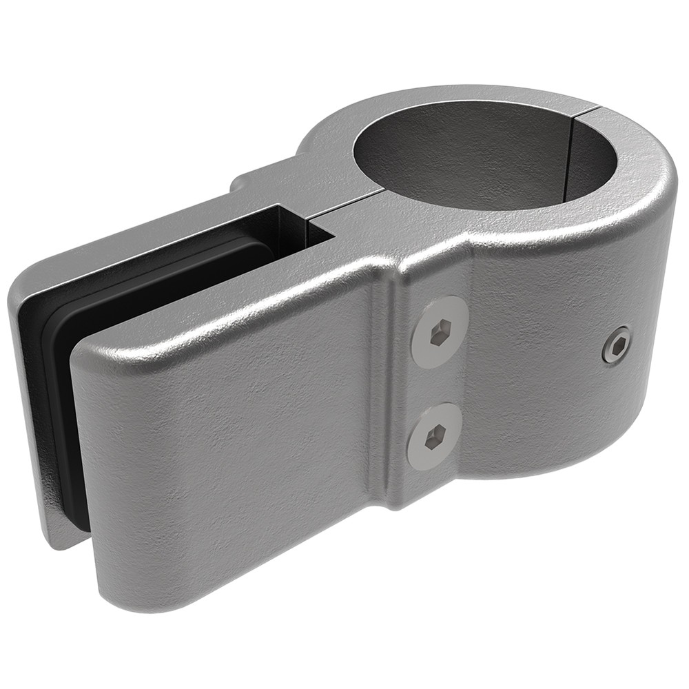 Single Galv Glass Clamp For 48.3mm Tube C/W 2mm EPDM Rubber Gaskets - 10mm Glass