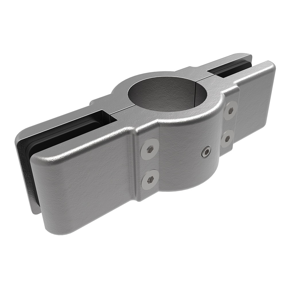 Double Galv Glass Clamp For 48.3mm Tube C/W 2mm EPDM Rubber Gaskets - 10mm Glass