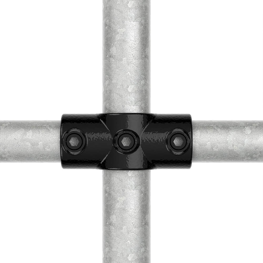 48.3mm Two Socket Cross to 42.4mm For 48.3mm Tube - Black Powder Coated