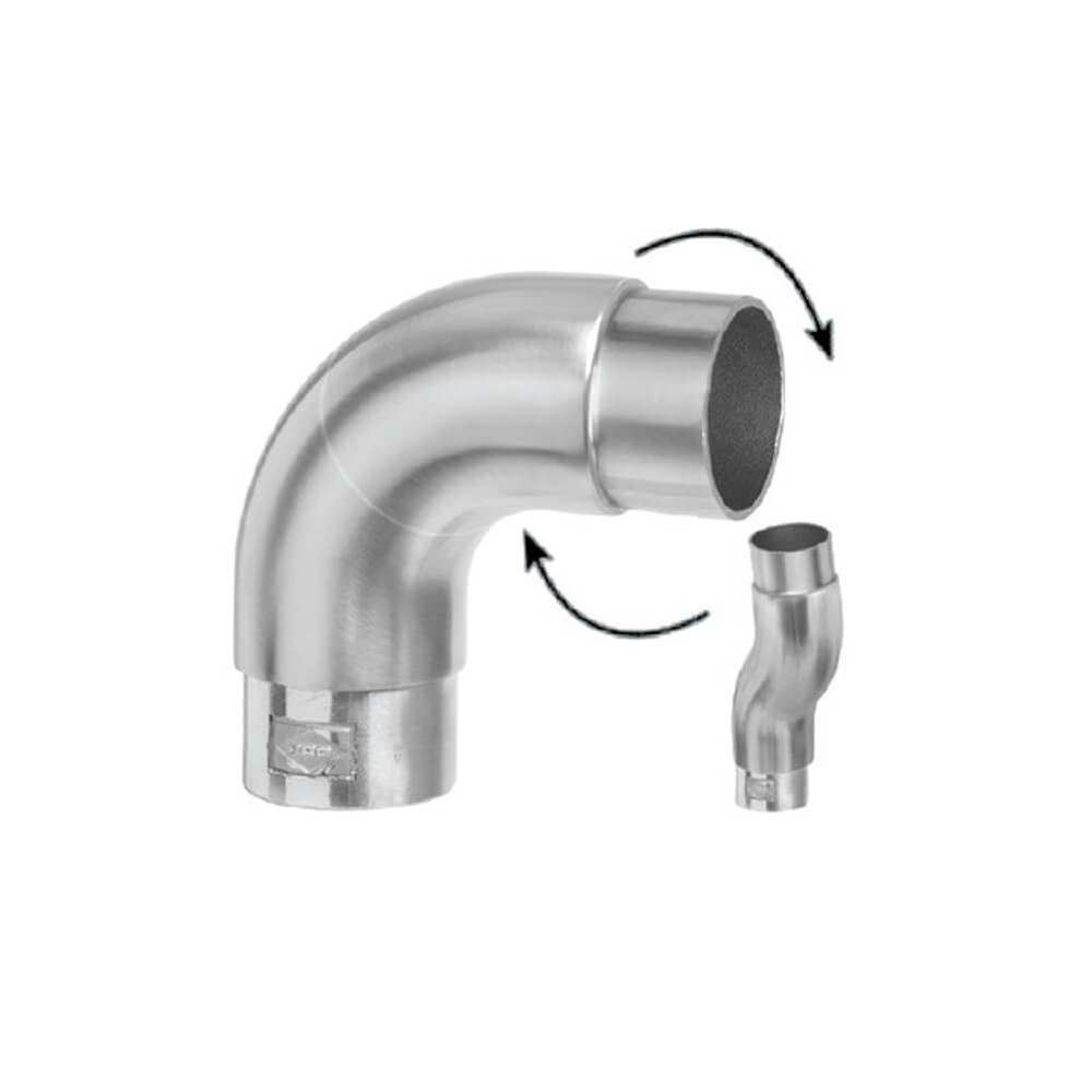 Elbow Ø42.4mm - Pivotable / Rotating - Stainless Steel 304 - Satin Finish