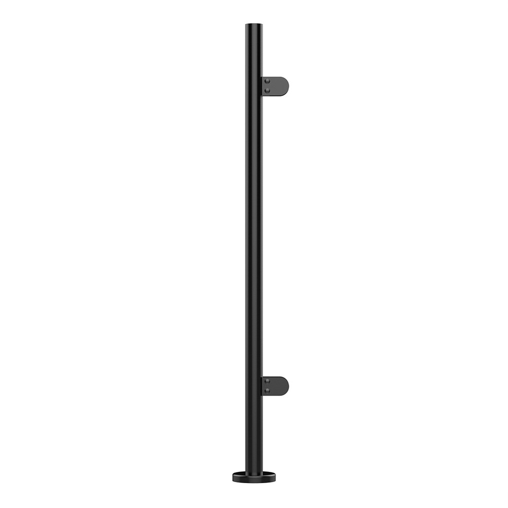 42.4mm End Rail with Welded Base & Cover 2 x Clamps, Without Top, 1100mm High