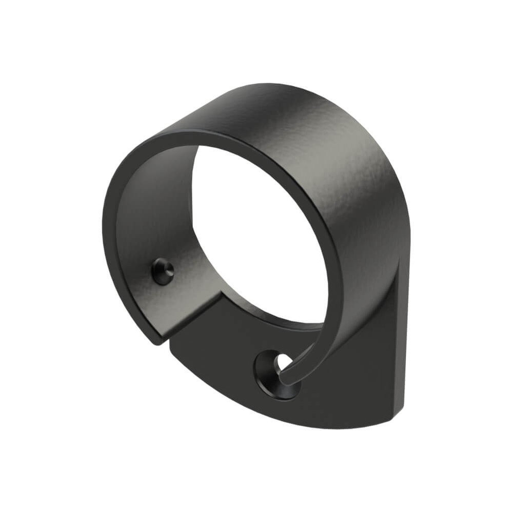 Aluminium 42.4mm Round Wall Flange PPC Black RAL 9005