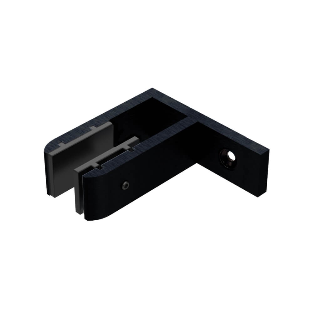 Wall Bracket Glass Stiffener Aluminium Black - Suits 15 to 17.52mm