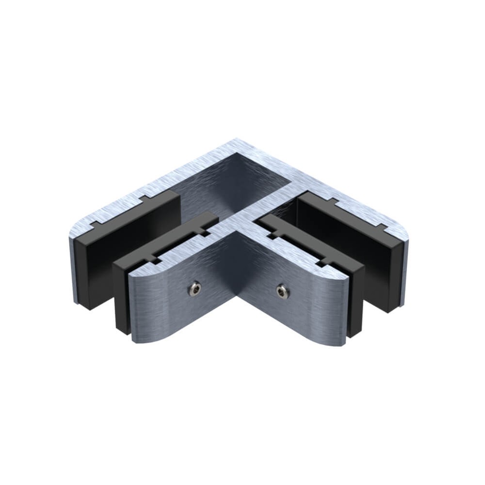 90 Degree Glass Stiffener Aluminium Satin - Suits 12 to 13.52mm