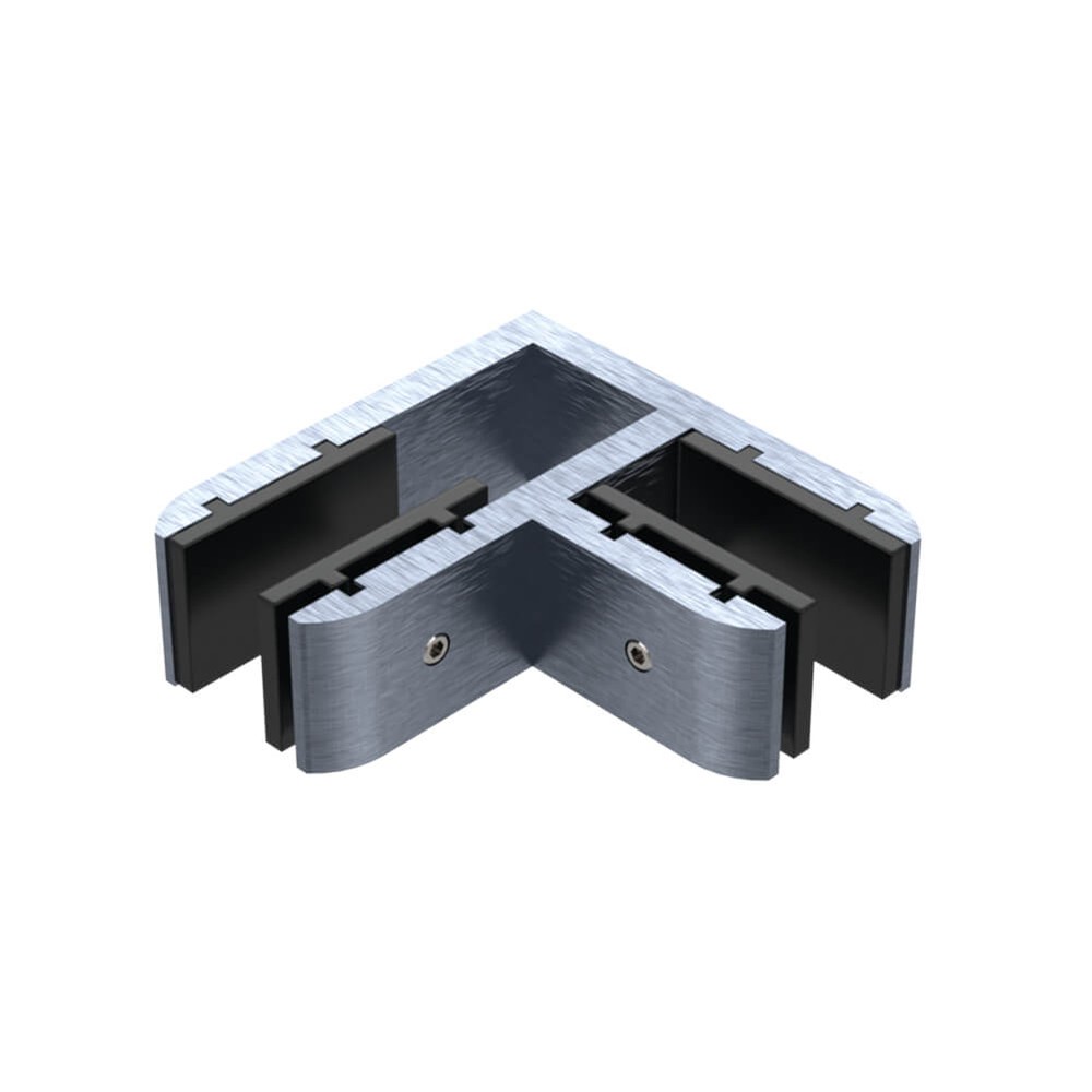 90 Degree Glass Stiffener Aluminium Satin - Suits 15 to 17.52mm