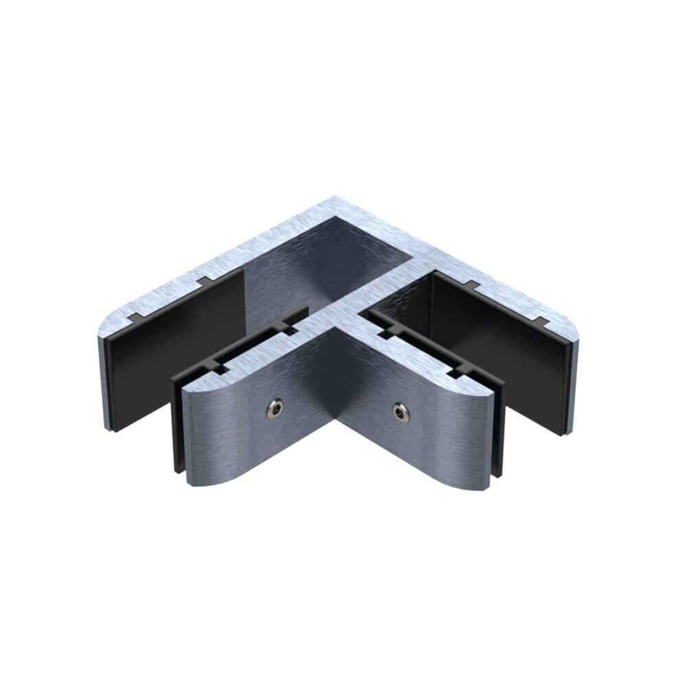 90 Degree Glass Stiffener Aluminium Satin - Suits 19 to 21.52mm