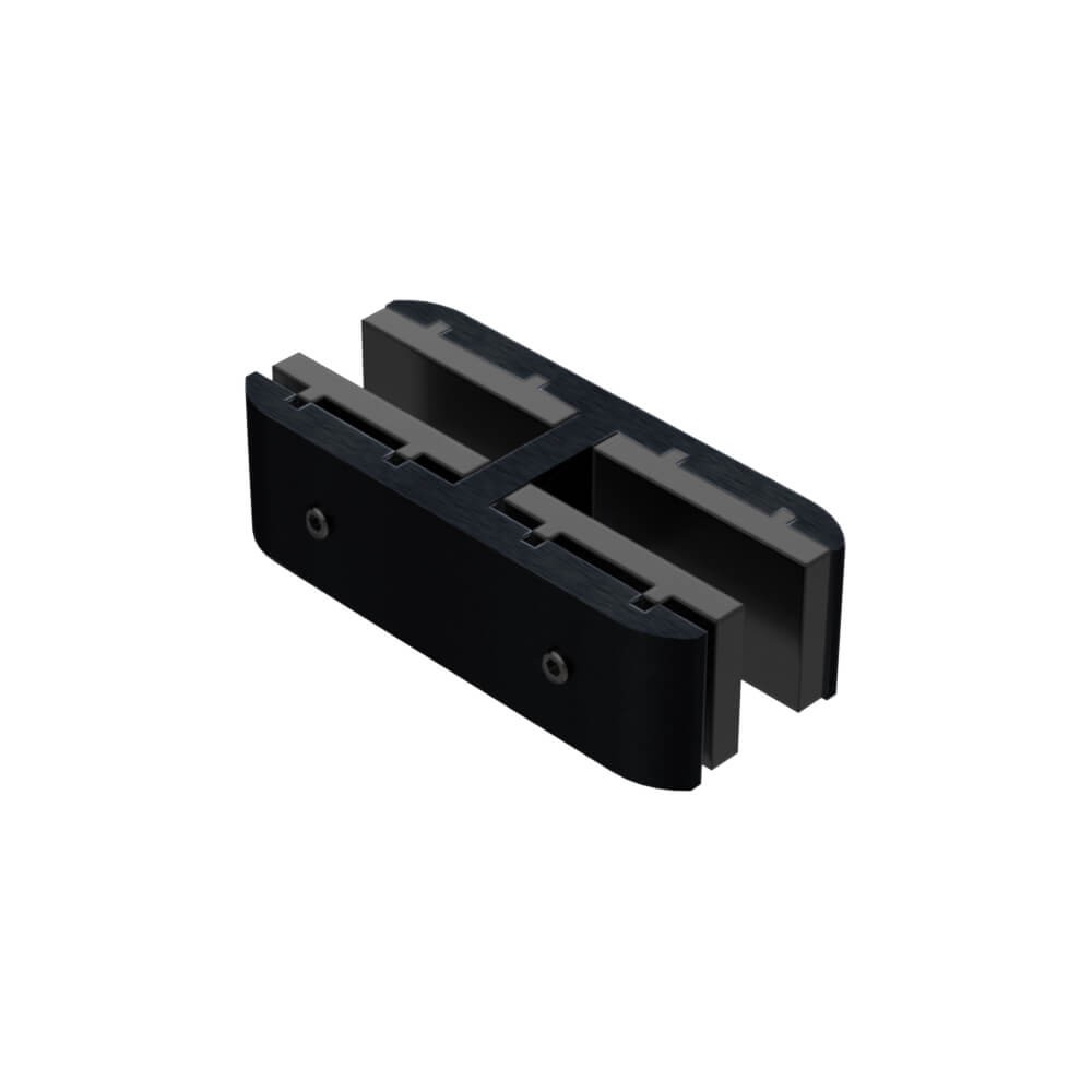 180 Degree Glass Stiffener Aluminium Black - Suits 12 to 13.52mm