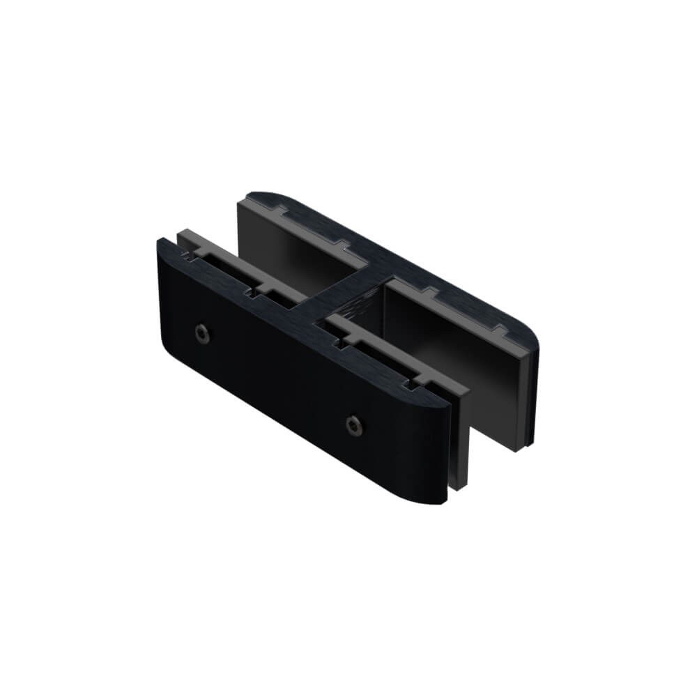 180 Degree Glass Stiffener Aluminium Black - Suits 15 to 17.52mm