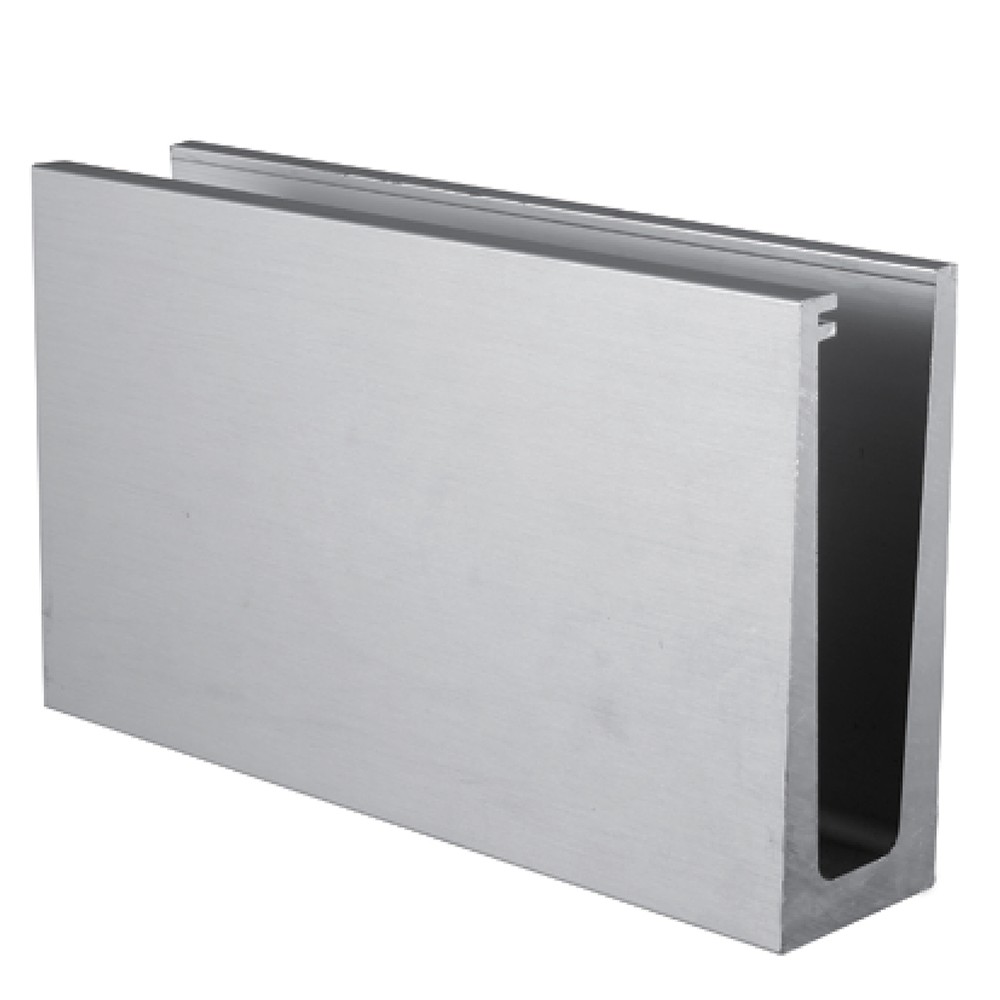2.5m Aluminium Channel Pro Slim Base Fix for 12 to 21.5mm Glass (Satin, Anodised)