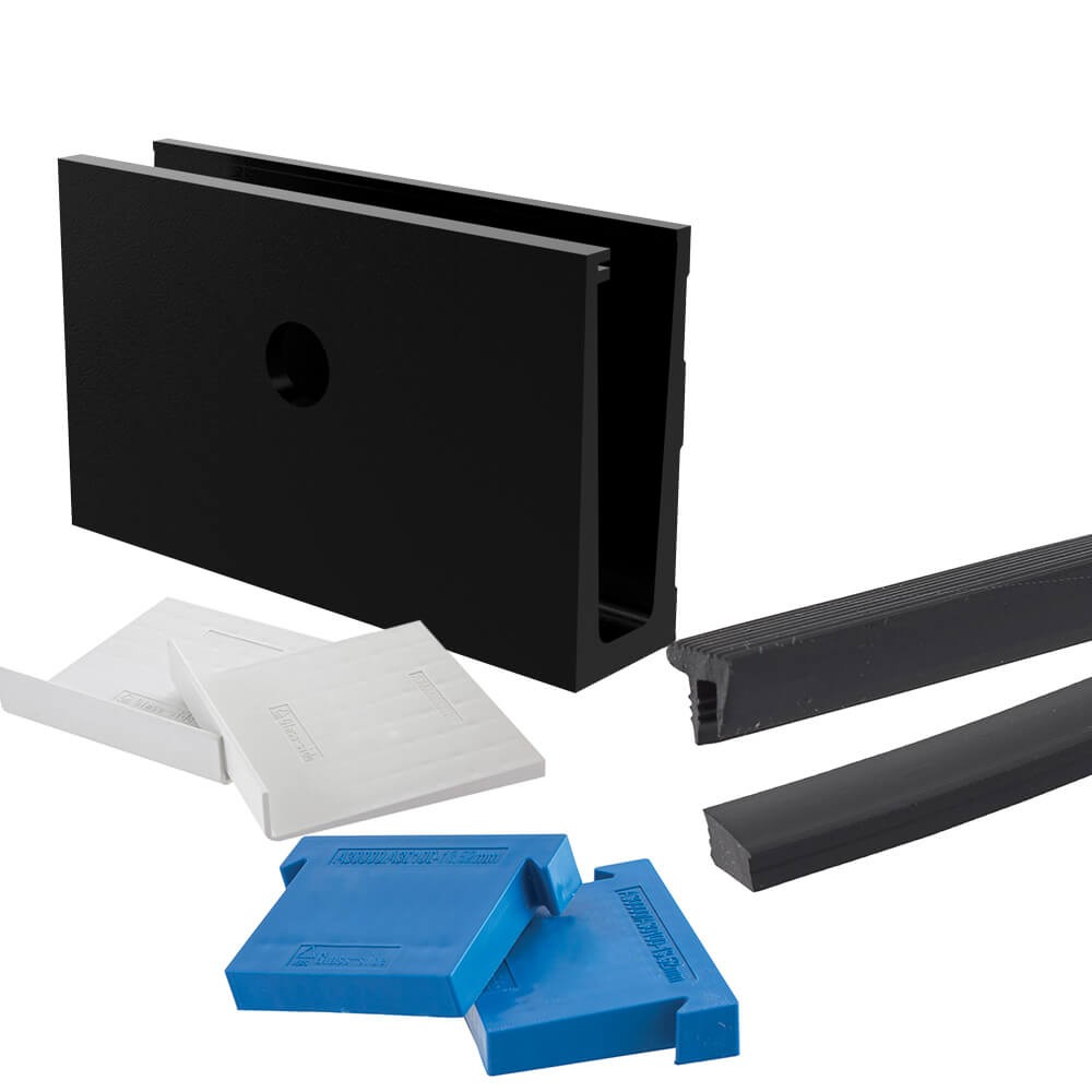 Slim-Loc Kit 2.5m to Suit 21.52mm Glass - Side Fix - Powder Coated Black