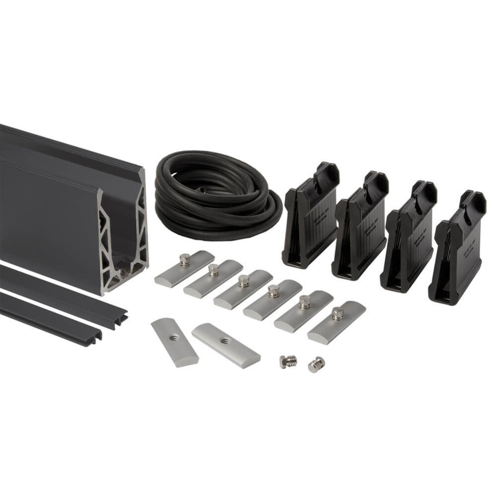 Posiglaze Base Fix Channel - 19mm Glass Black 3M Complete With Grips And Seals