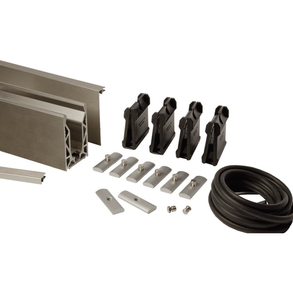 Posiglaze Side Fix Channel - 12mm Glass Satin Anodised 3m With Grips And Seals