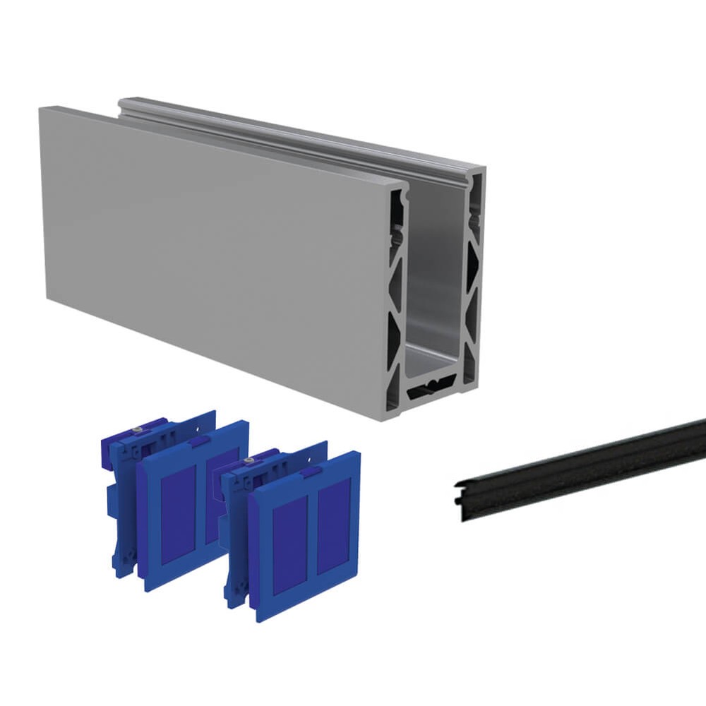 Duo Channel Kit 2.5m to Suit 19mm Glass Base Fix Anodised Finish