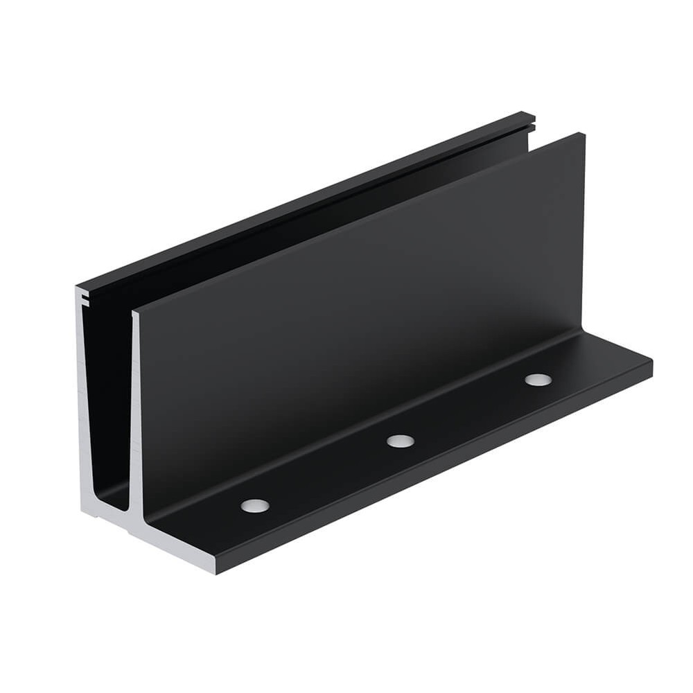 2.5m Aluminium Channel Pro - F Base Fix for 12 to 21.5mm Glass (PPC Black)