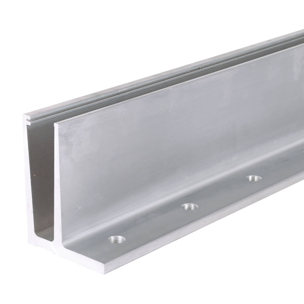 2.5m Aluminium Channel Pro- F Base Fix for 12 to 21.5mm Glass (Satin, Anodised)
