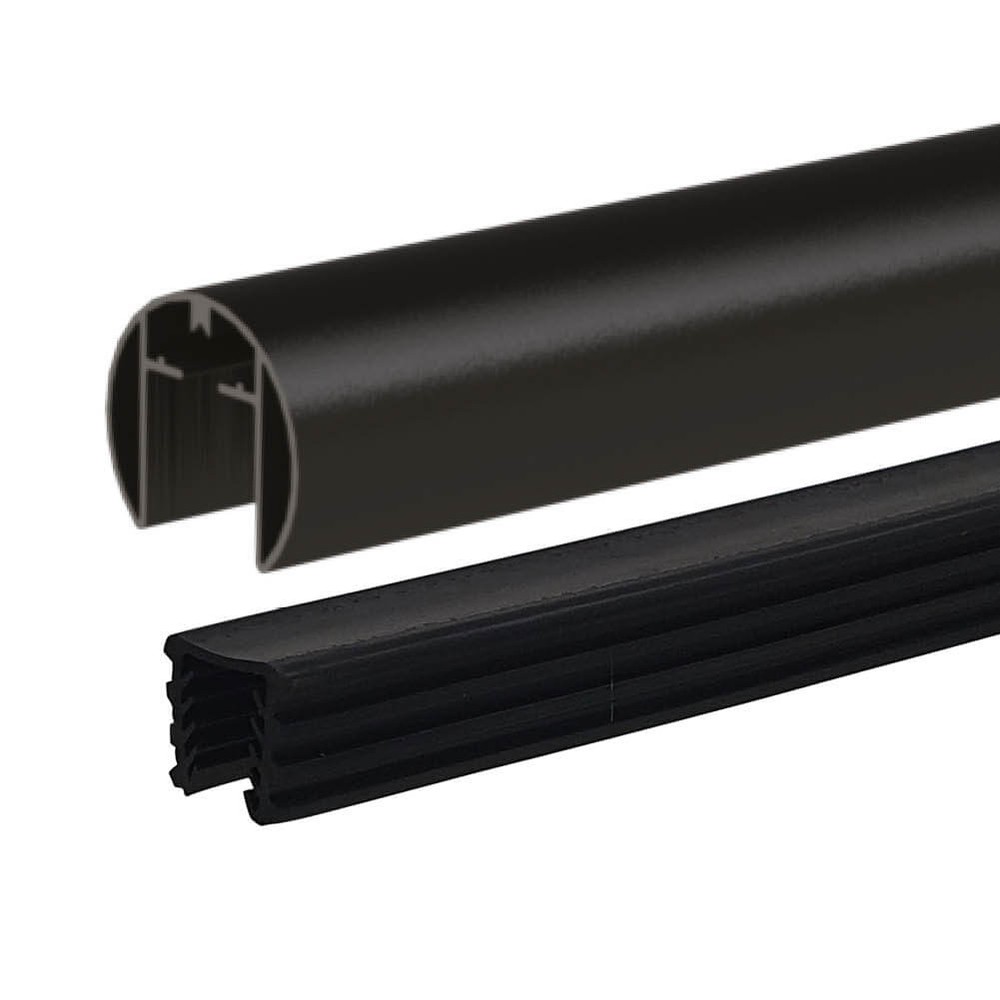 Black 707 Round Top Rail - For 17.5mm Metre Rate - Aluminium