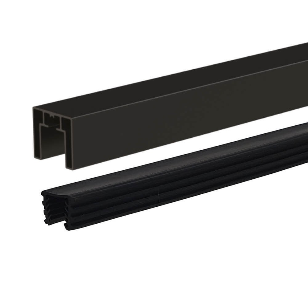 Black 707 Square Top Rail - For 12mm Metre Rate - Aluminium