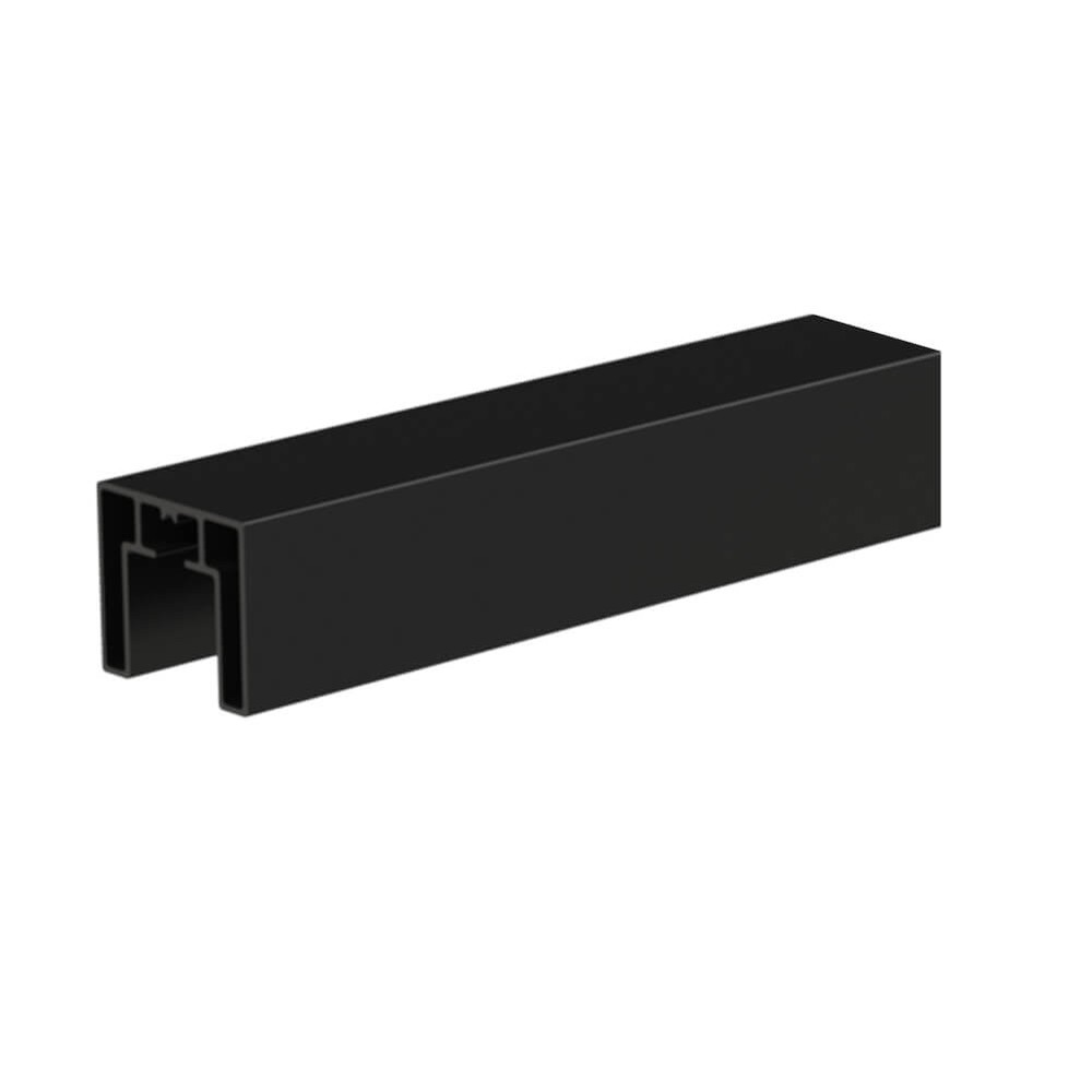Aluminium 40 x 35mm Square Cap Rail PPC Black RAL 9005 - 2.5m Long