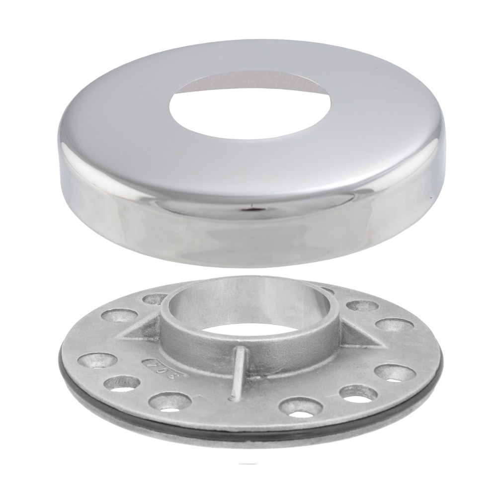 Weld On Round Base C/W O Ring & Cover 42.4mm Fix - Mirror Finish