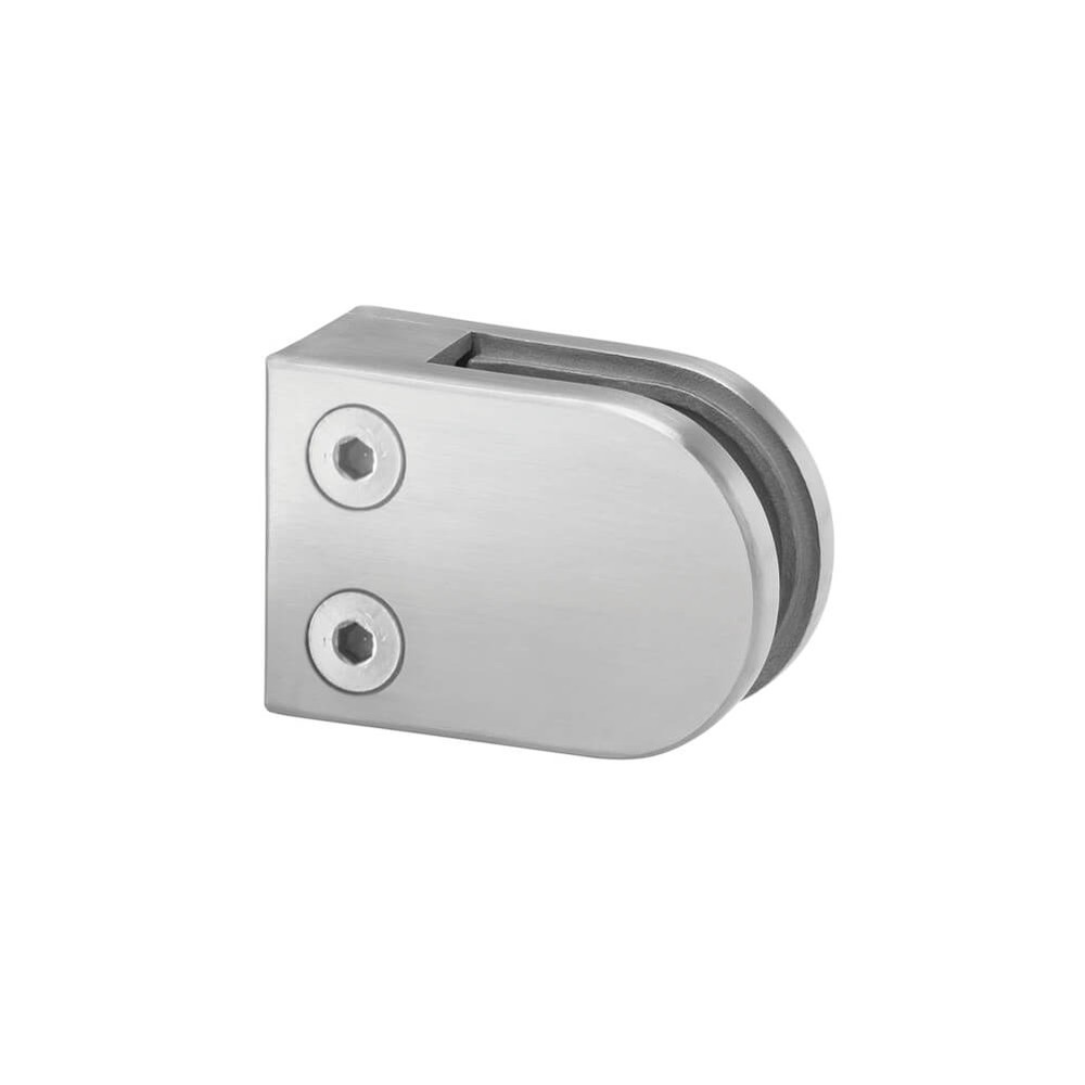 Round Flat Back Glass Clamp - 6mm Glass Stainless 316 Satin Finish