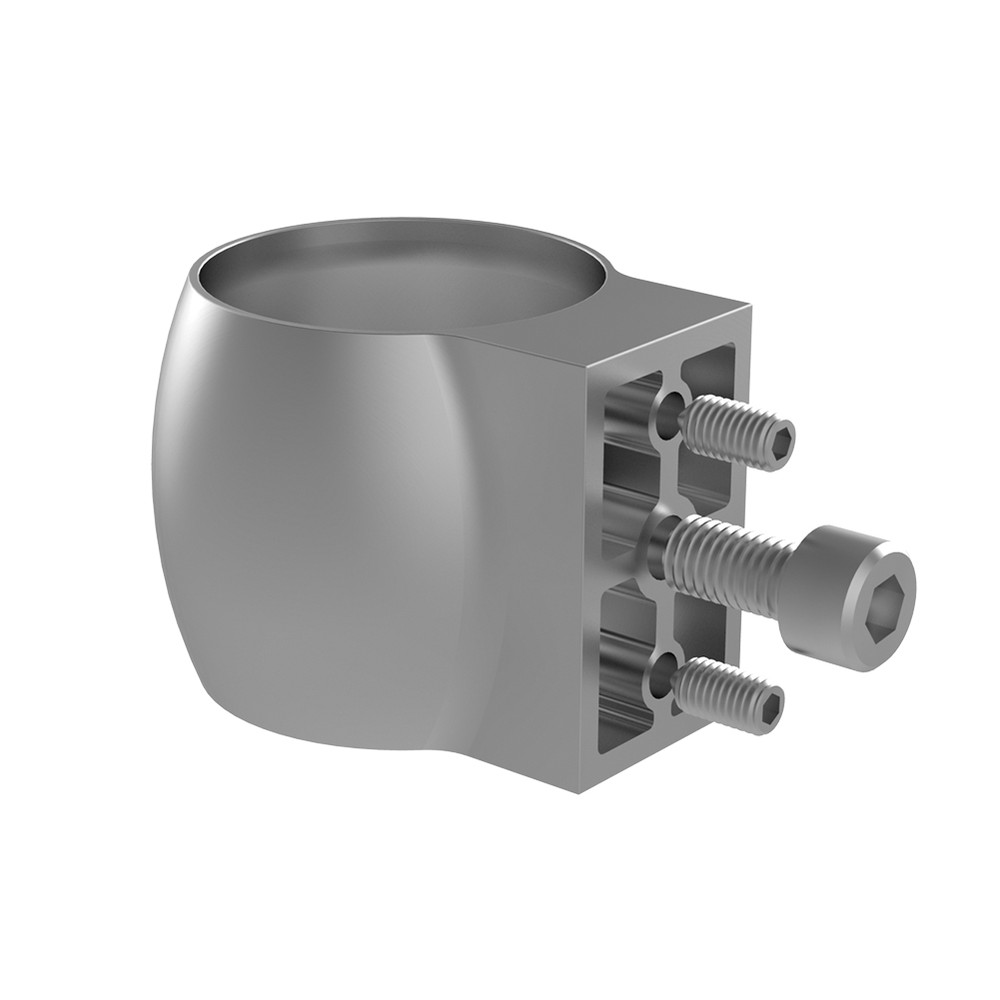 Single Sliding Glass Clamp Adaptor End Bracket 48.3mm - Stainless 316