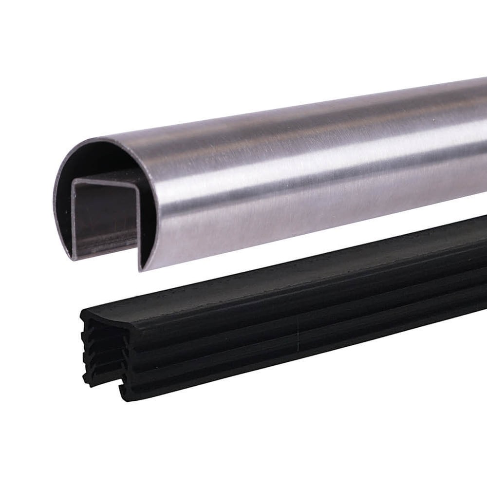 Satin 48.3mm Round Top Rail - Suits 19mm Metre Rate - Stainless 316