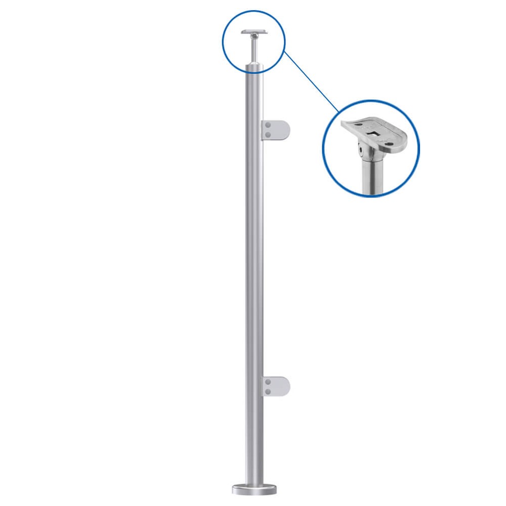 42.4mm End Post Fully Assembled - 316 C/W Welded Base Cover & 2 x 401 Clamps