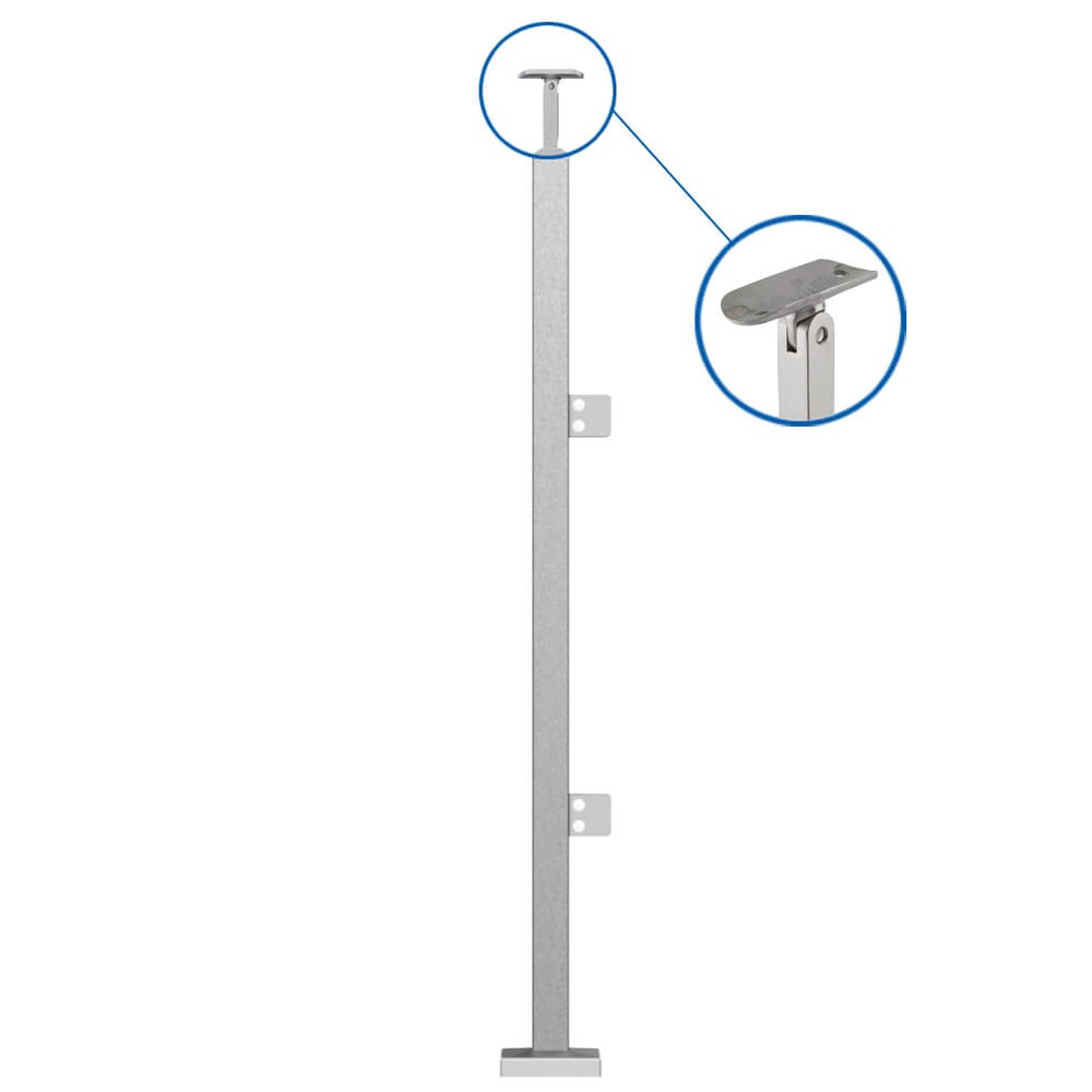 40 X 40mm 316 End Rail - Fully Assembled Welded Base, Cover & Clamps - Plain Top