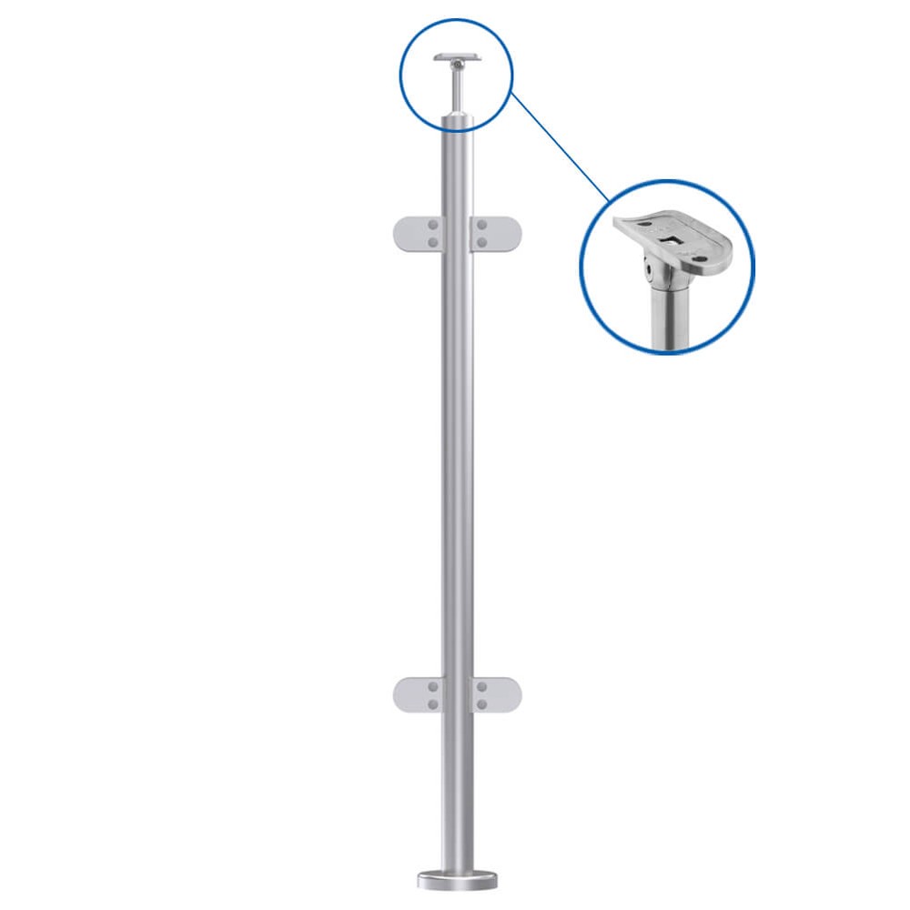42.4mm Mid Post - Fully Assembled - 316 C/W Welded Base Cover & 4 x 401 Clamps