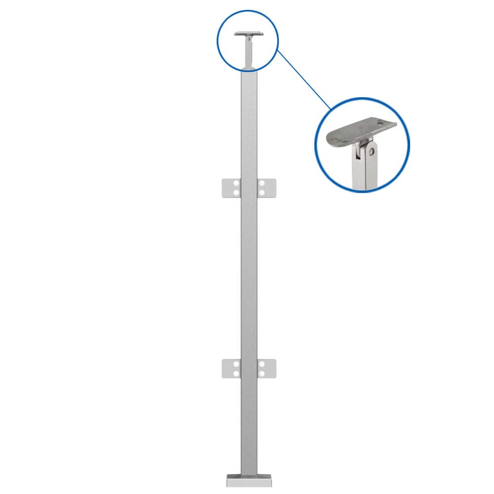 40 X 40mm 316 Mid Rail - Fully Assembled Welded Base, Cover & Clamps - Plain Top