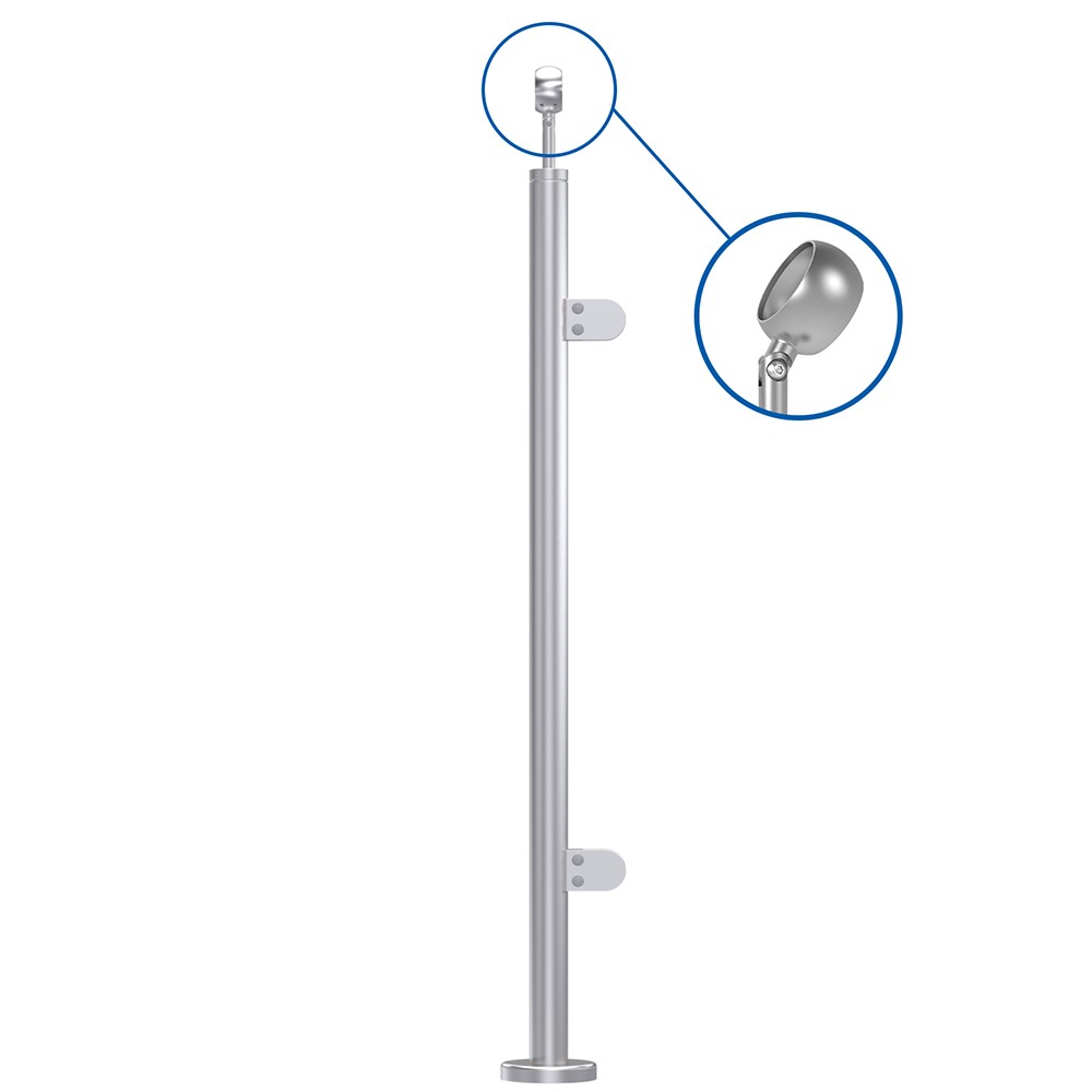 42.4mm End Post Fully Assembled - 316 C/W Welded Base Cover & 2 x 401 Clamps