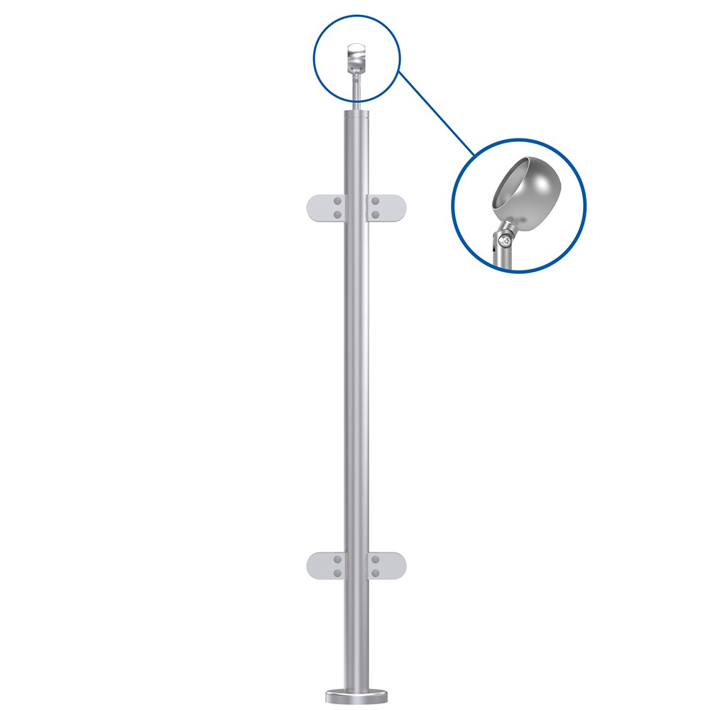 42.4mm Mid Post - Fully Assembled - 316 C/W Welded Base Cover & 4 x 401 Clamps